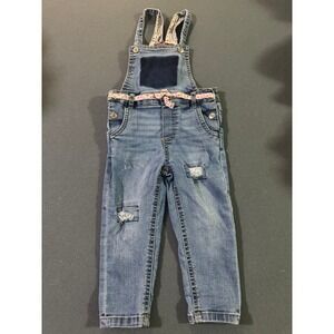 7 For All Mankind toddler Jean overalls  24 Months denim and floral